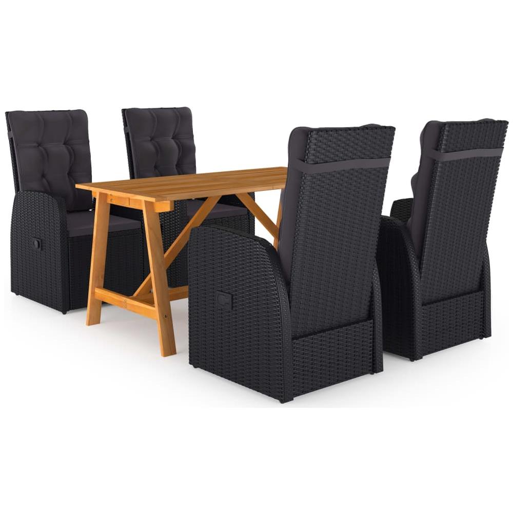 Set Mobili da Pranzo per Giardino 5 pz Nero - Foto 1