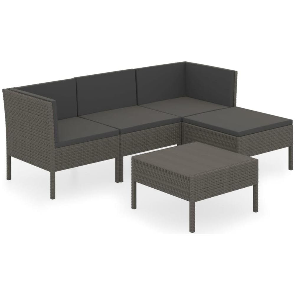 Set Divani Da Giardino 5 Pz Con Cuscini In Polyrattan Grigio - Foto 2