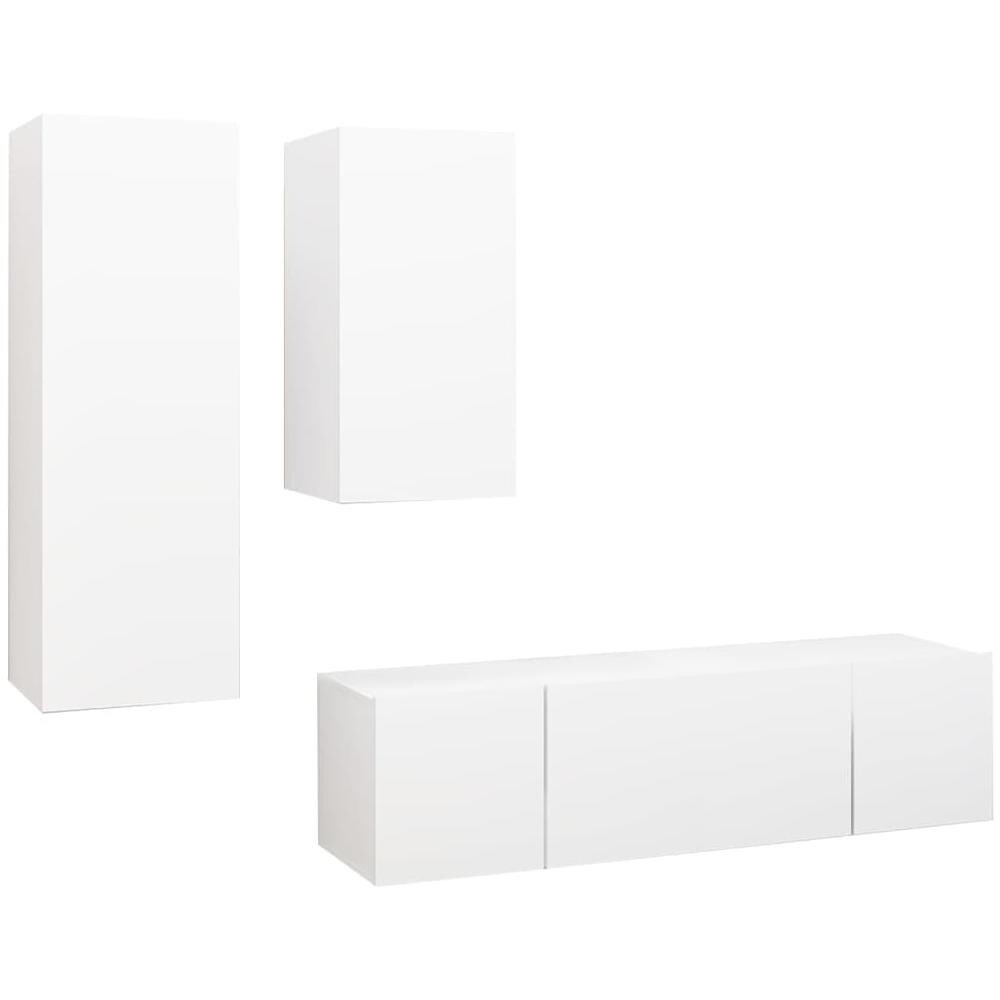 Set di Mobili Porta TV 4 pz Bianco in Legno Multistrato - Foto 1