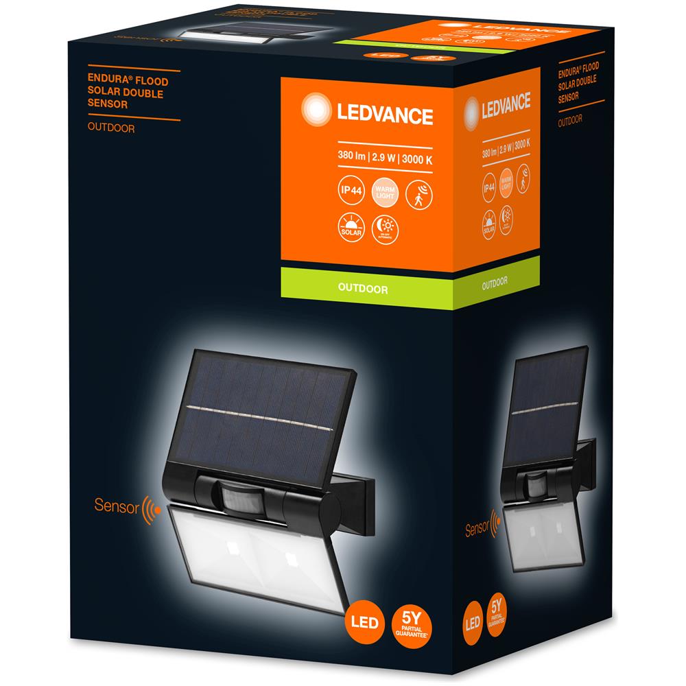 Ledvance Apparecchio Di Illuminazione: Per Parete, Endura Style Solar Double / 2,90 W, 3.7 V, Ampiezza Fascio Luminoso: 110, Warm White, 3000 K, Materiale Del Corpo: Plastic, Ip44 - Foto 2