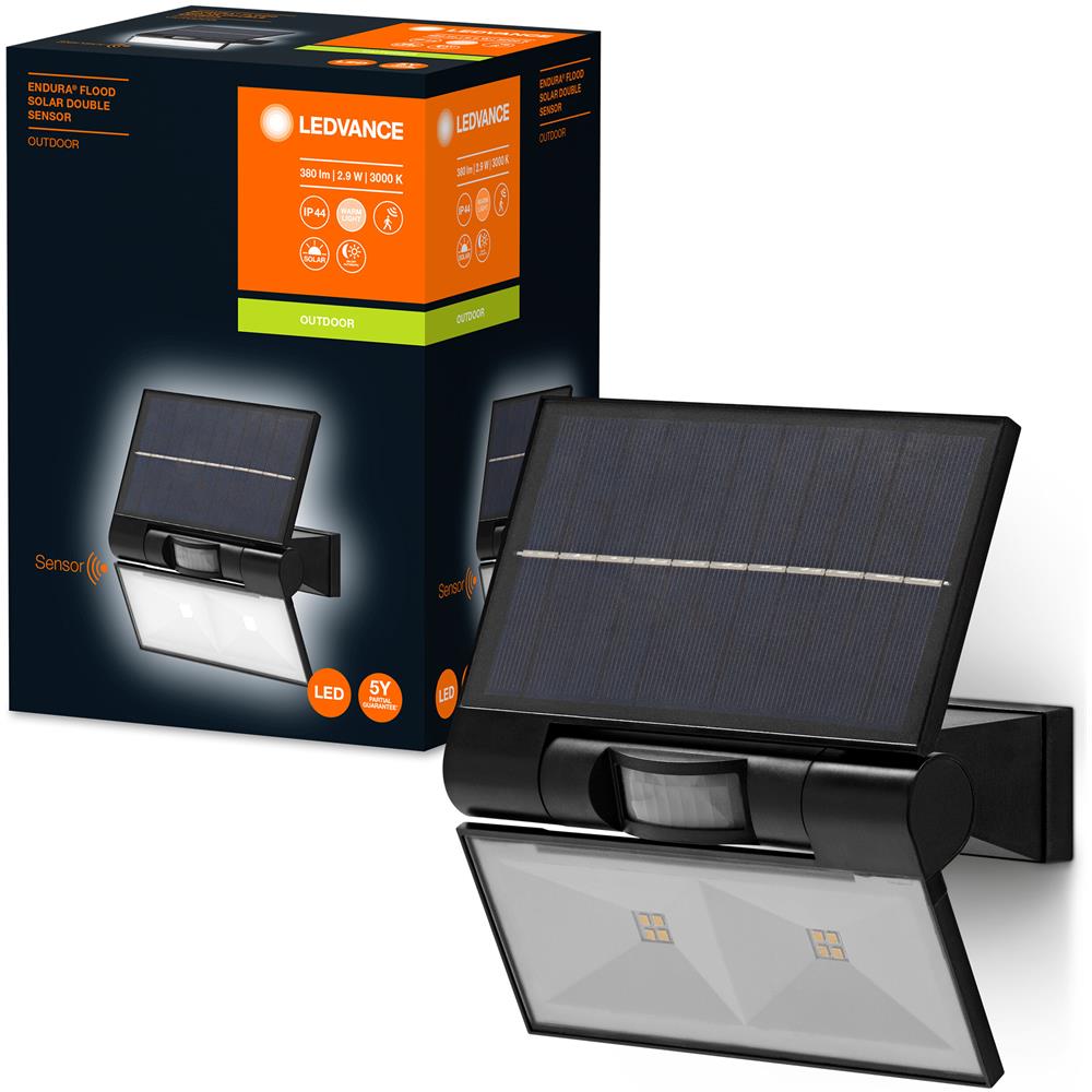 Ledvance Apparecchio Di Illuminazione: Per Parete, Endura Style Solar Double / 2,90 W, 3.7 V, Ampiezza Fascio Luminoso: 110, Warm White, 3000 K, Materiale Del Corpo: Plastic, Ip44 - Foto 3
