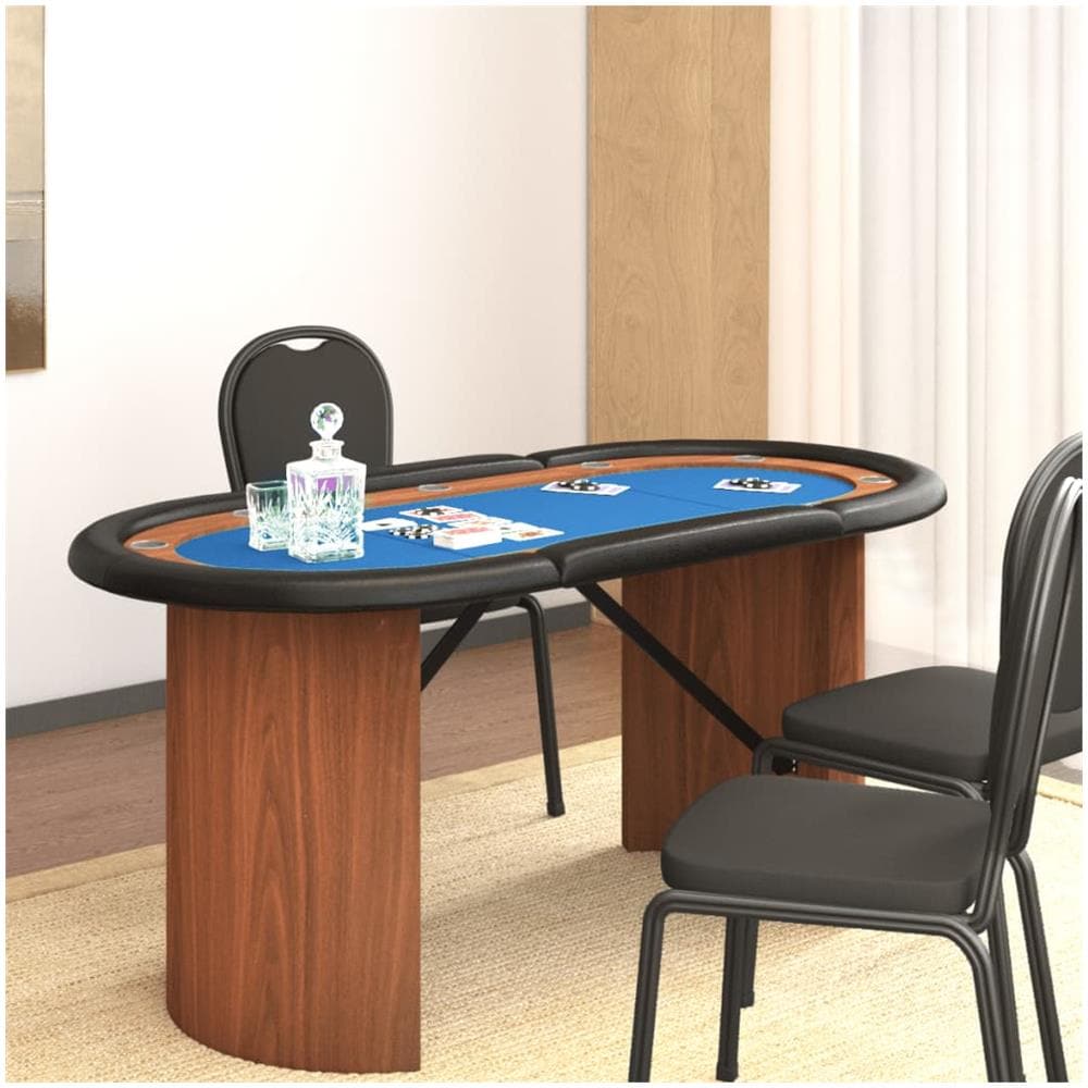 Tavolo Da Poker 10 Giocatori Blu 160x80x75 Cm - Foto 1