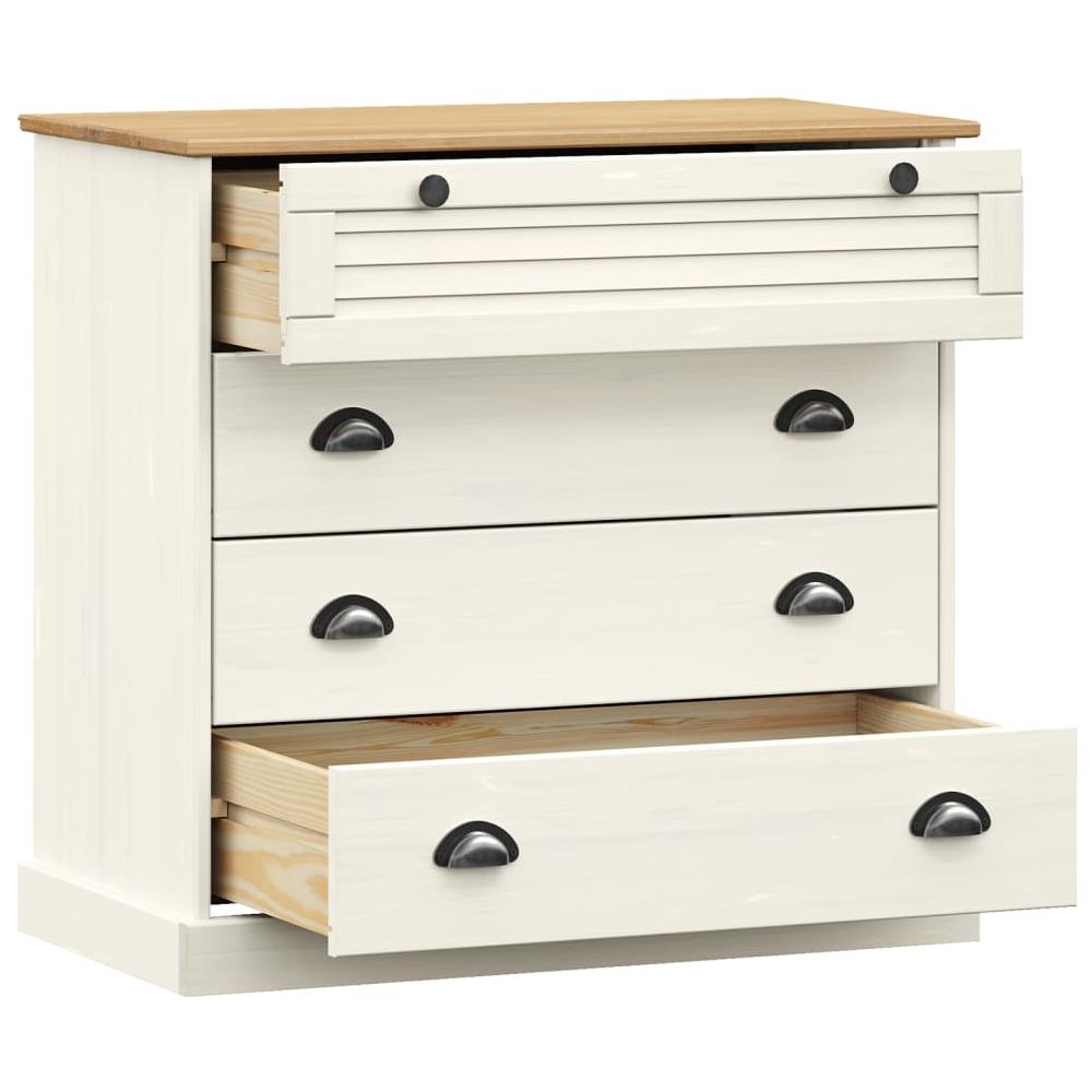 Cassettiera Vigo Bianca 80x40x76 Cm In Legno Massello Di Pino - Foto 9
