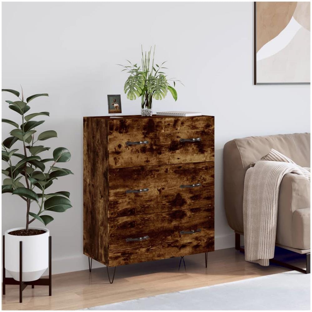 Credenza Rovere Fumo 69,5x34x90 Cm In Legno Multistrato - Foto 1