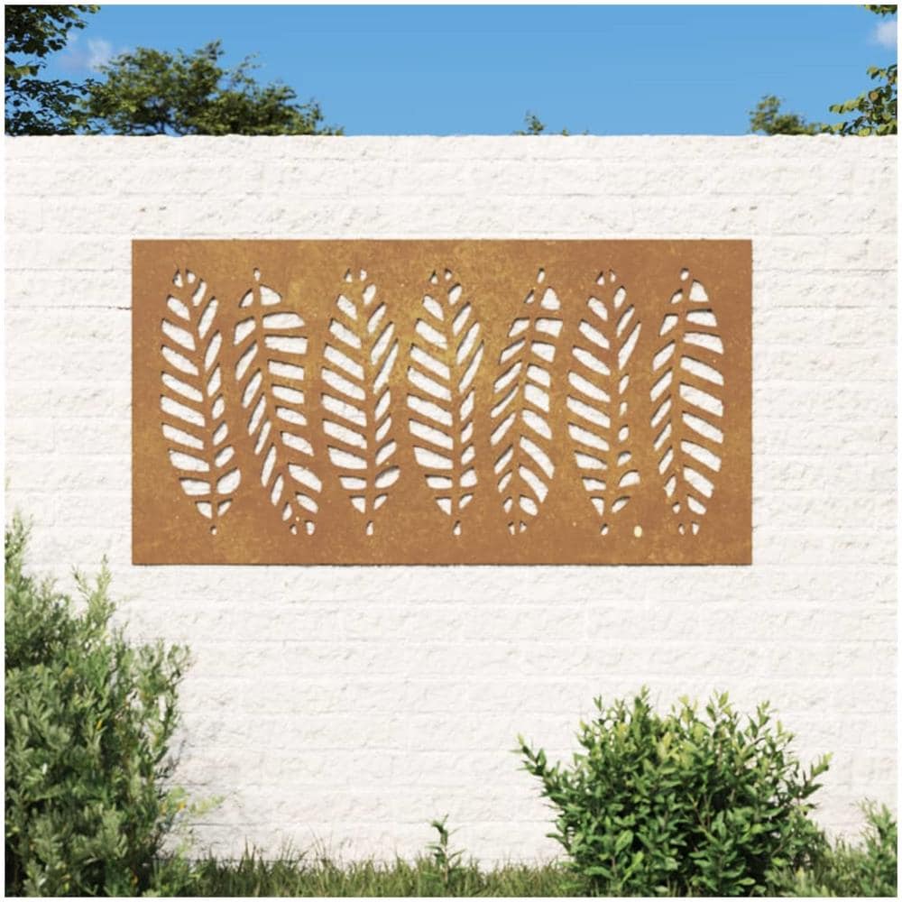 Decorazione Muro Da Giardino 105x55 Cm Foglia Acciaio Corten - Foto 1