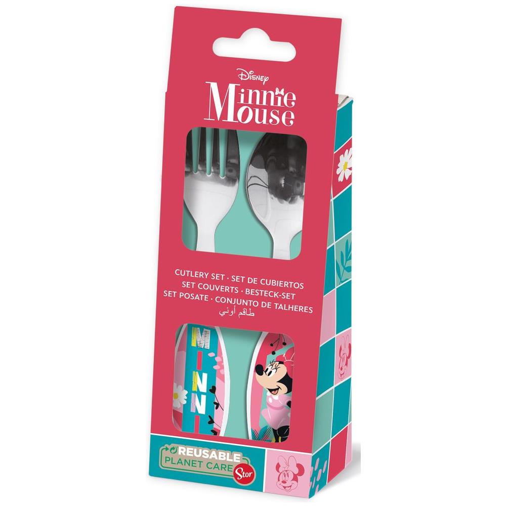 Disney Set 2 Posate Rosa Per Bambine In Acciaio Inossidabile Minnie Con Punte Arrotondate - Foto 1