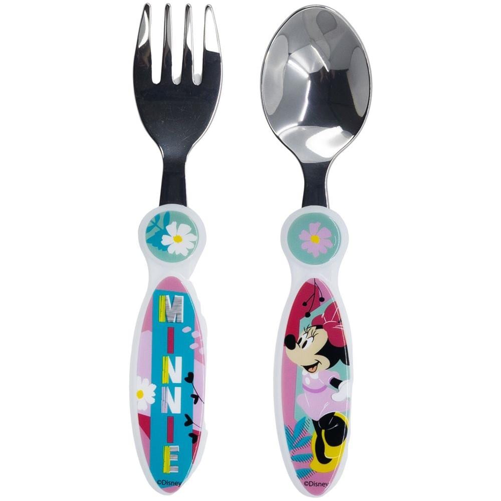 Disney Set 2 Posate Rosa Per Bambine In Acciaio Inossidabile Minnie Con Punte Arrotondate - Foto 2