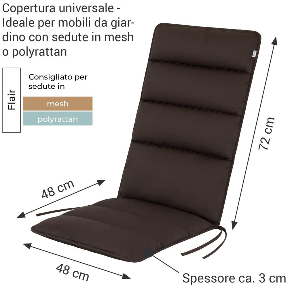 Cuscino per sedia alta FLAIR - 120x48 cm - Marrone - Set da 2 - Foto 2