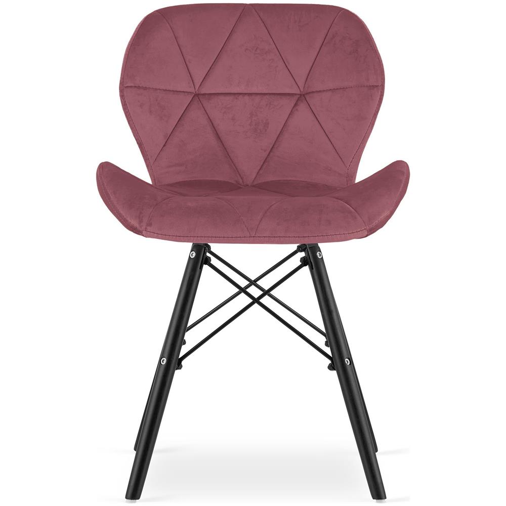 Sedia in velluto WAKO - Rosa scuro moderno con gambe nere - Foto 2
