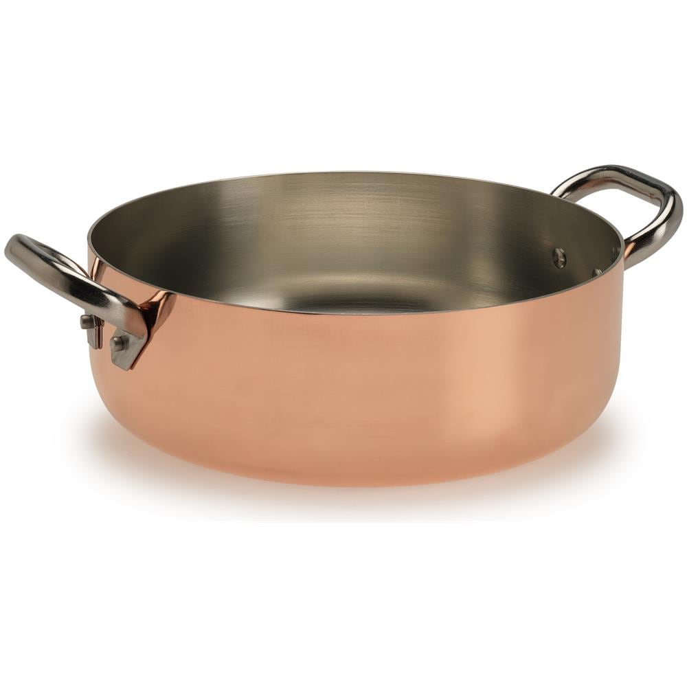 Casseruola Bassa 2 Maniglie ad Induzione Diametro 28 cm - Linea Rame Liscio Stagnato per Induzione - Foto 3