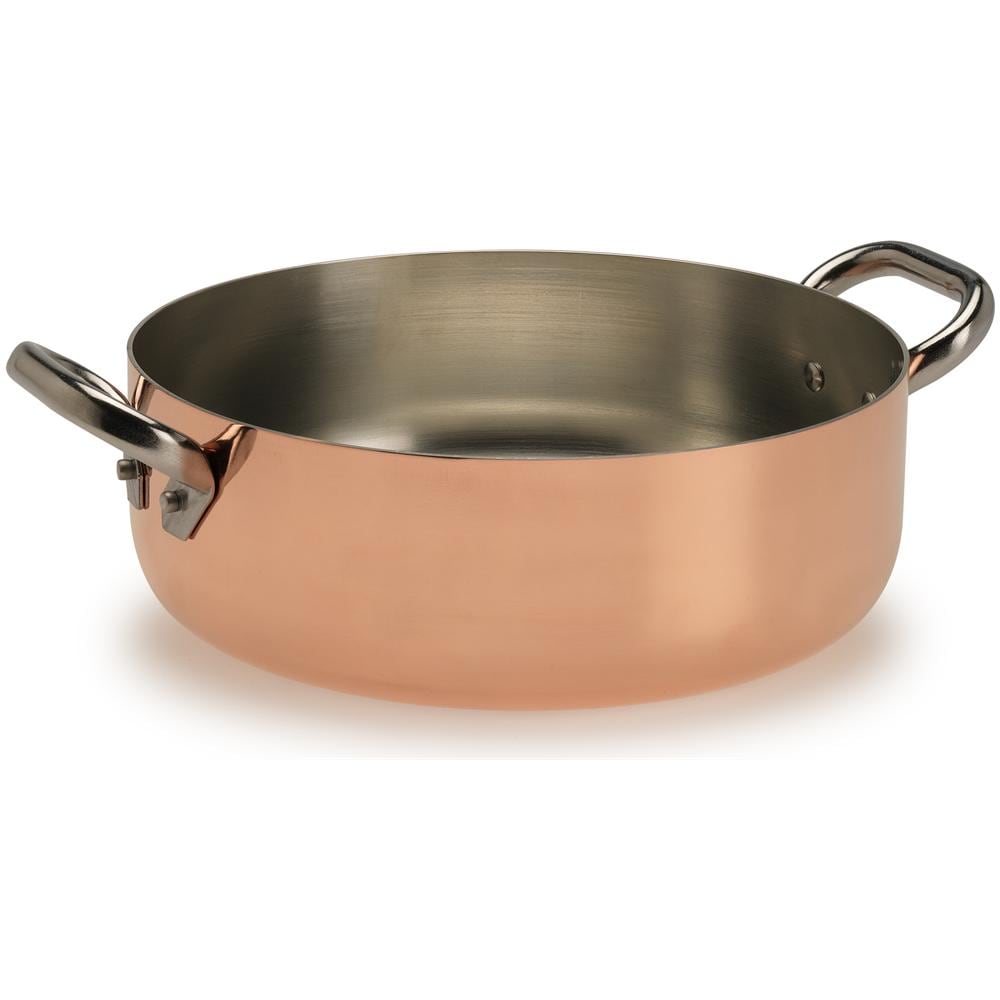 Casseruola Bassa 2 Maniglie ad Induzione Diametro 28 cm - Linea Rame Liscio Stagnato per Induzione - Foto 2