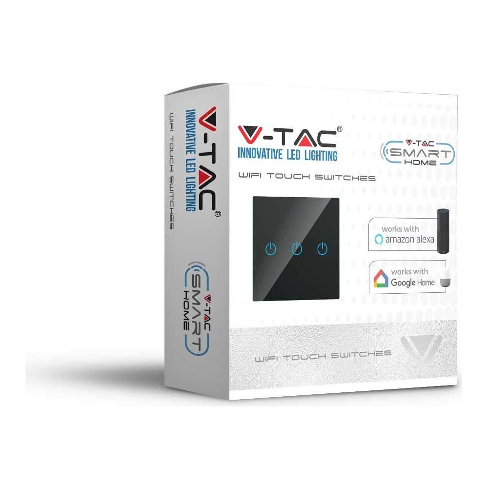 V Tac Smart Vt 5005 Interruttore Touch Wi Fi Colore Nero O Bianco Con 3 Tasti