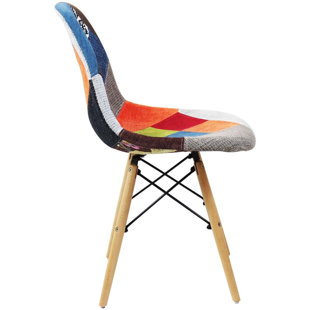 Juliette - Sedia Stile Nordico Patchwork Con Gambe In Legno Set Da 2 - Foto 2