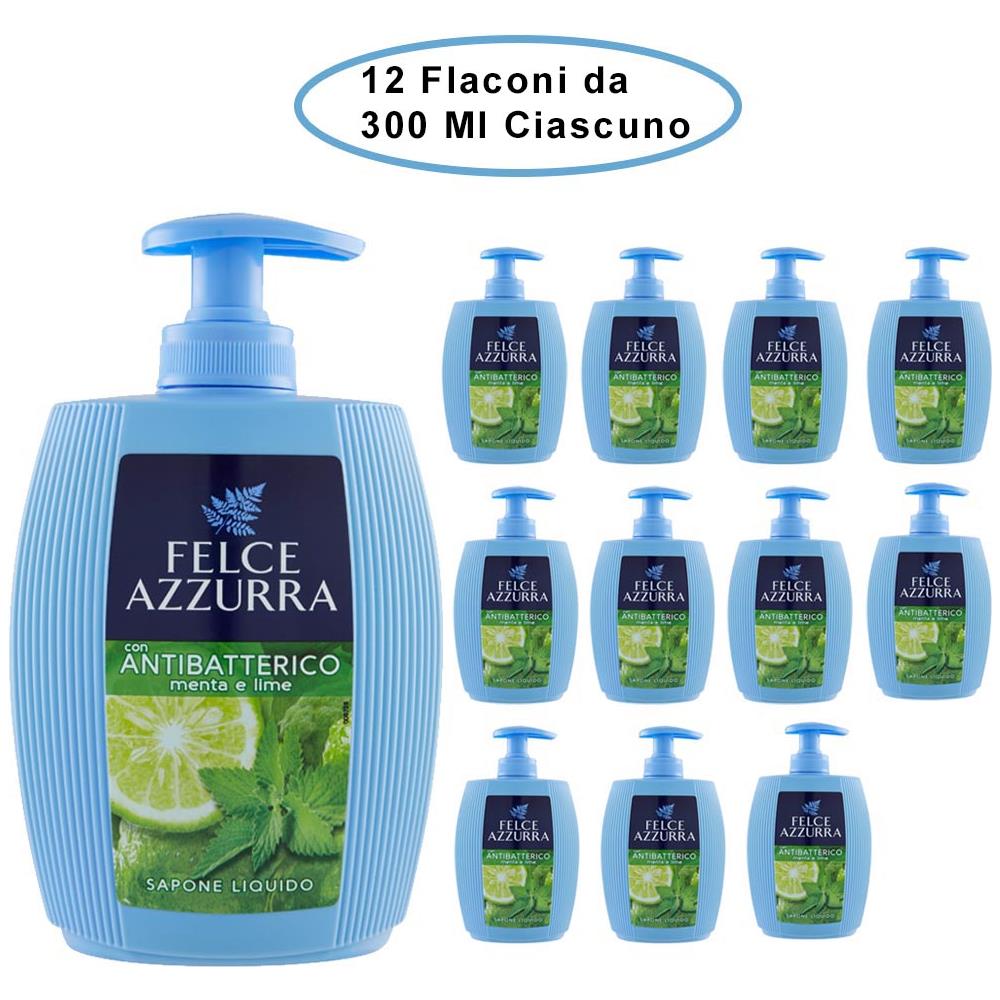 Felce Azzurra Sapone Liquido Con Antibatterico Menta E Lime 12 Flaconi Da 300 Ml Ciascuno - Foto 2