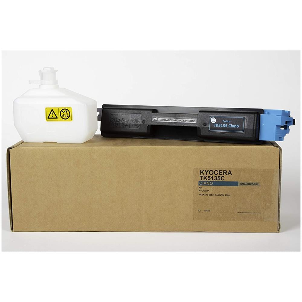 TONER COMPATIBILE - Kyocera Tk-5135c Ciano 1t02pacnl0 Per Taskalfa 265ci, Taskalfa 266ci Fornito Di Intelligent Chip Capacità 5000 Copie Made In Italy - Foto 1