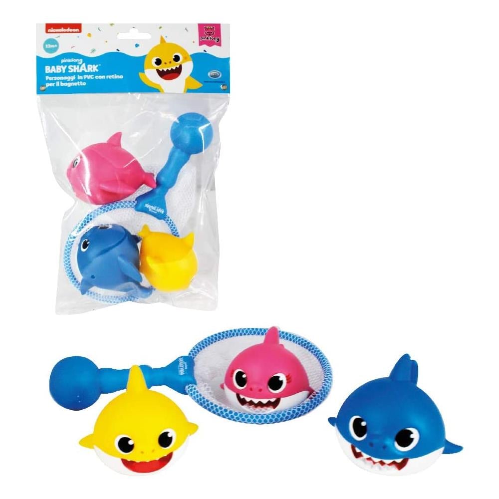 Baby Shark - Squaletti In Pvc Morbido Per Bagnetto3 Pezzi Con Retino - Foto 1