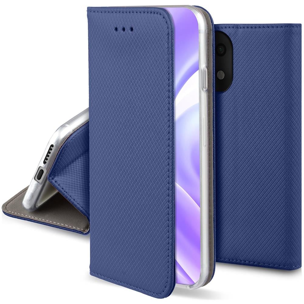 Cover Per Xiaomi Mi 11 Lite E Mi 11 Lite 5g, Blu Scuro - Custodia A Libro Flip Smart Magnetica Con Appoggio E Porta Carte - Foto 1