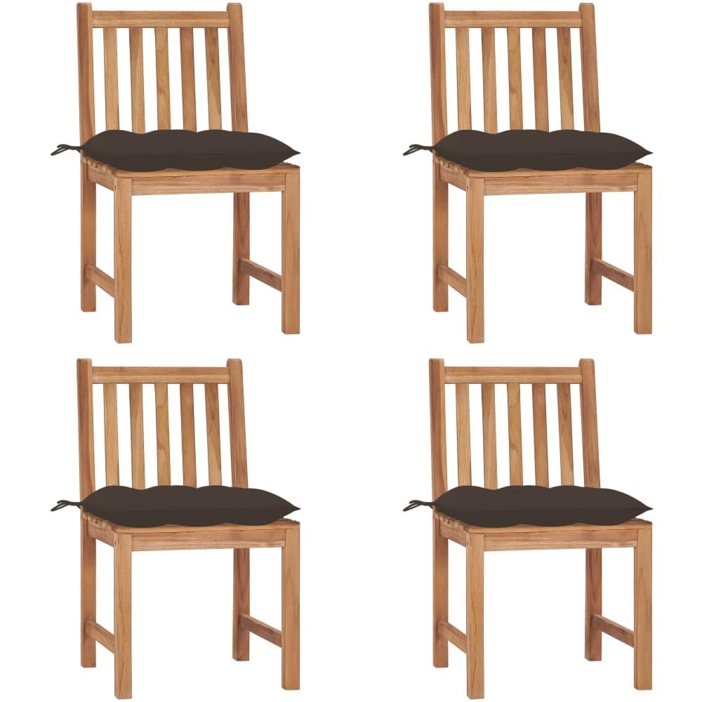 Sedie da Giardino 4 pz con Cuscini in Legno Massello di Teak - Foto 1