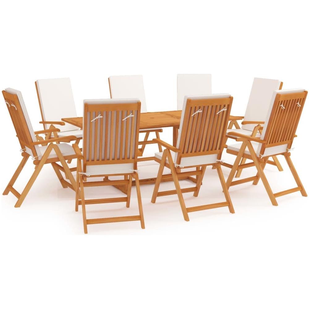 Set da Pranzo da Giardino 9 pz con Cuscini in Legno di Teak - Foto 1