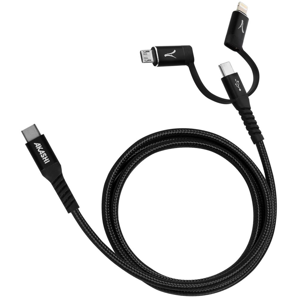 Cavo Usb-c 3 In 1 Intensità 3a Ricarica E Sincronizzazione 1m Nero - Foto 2
