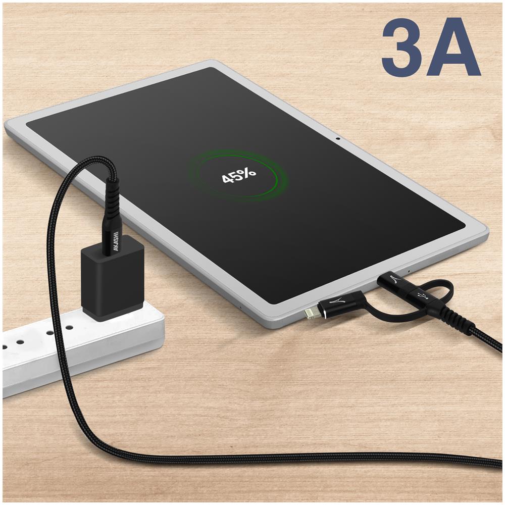 Cavo Usb-c 3 In 1 Intensità 3a Ricarica E Sincronizzazione 1m Nero - Foto 5