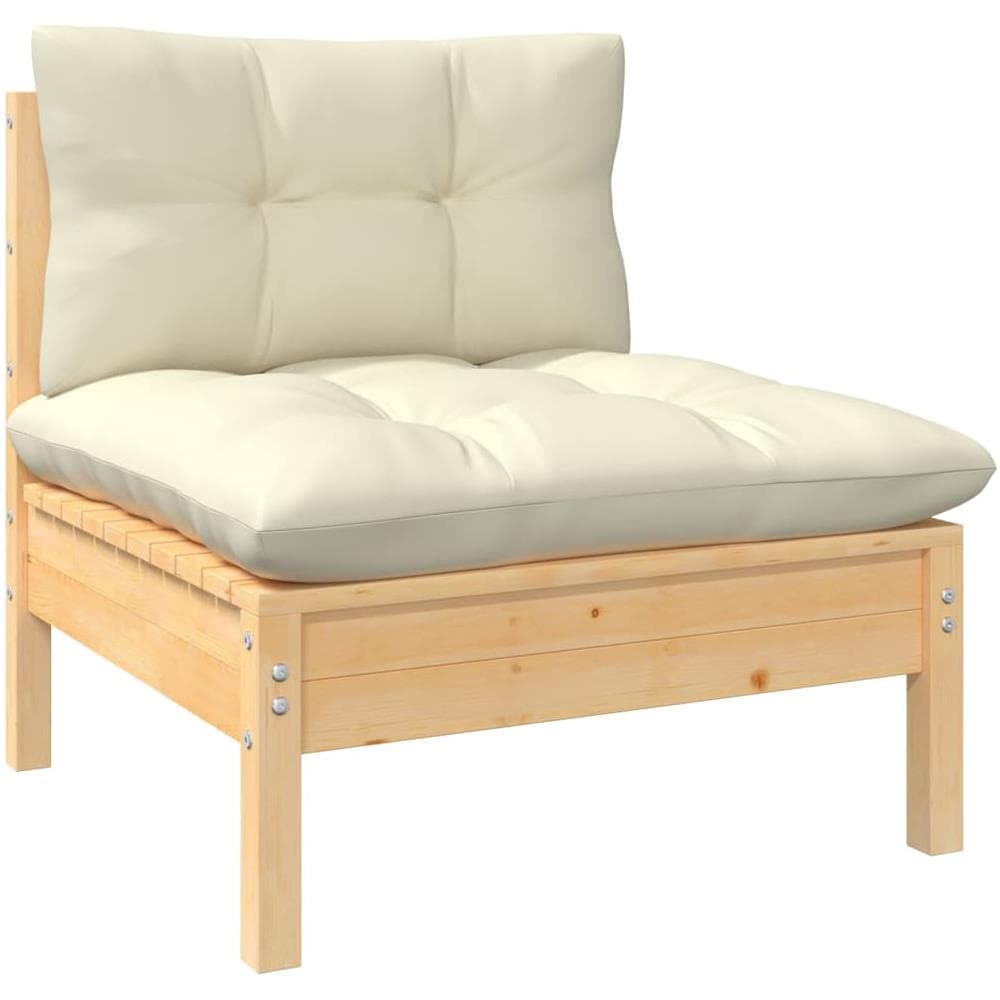 Set Divani Da Giardino 10 Pz Con Cuscini Crema Massello Di Pino - Foto 3