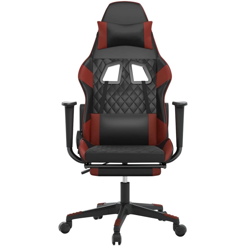 Sedia Gaming Massaggio Poggiapiedi Nero E Rosso Vino Similpelle - Foto 10