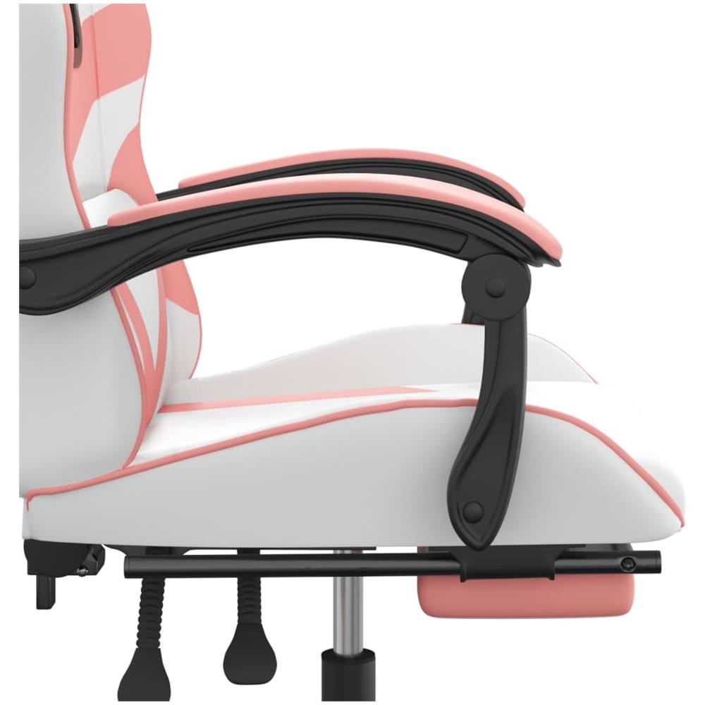 Sedia Da Gaming Con Poggiapiedi Bianco E Rosa In Similpelle - Foto 10
