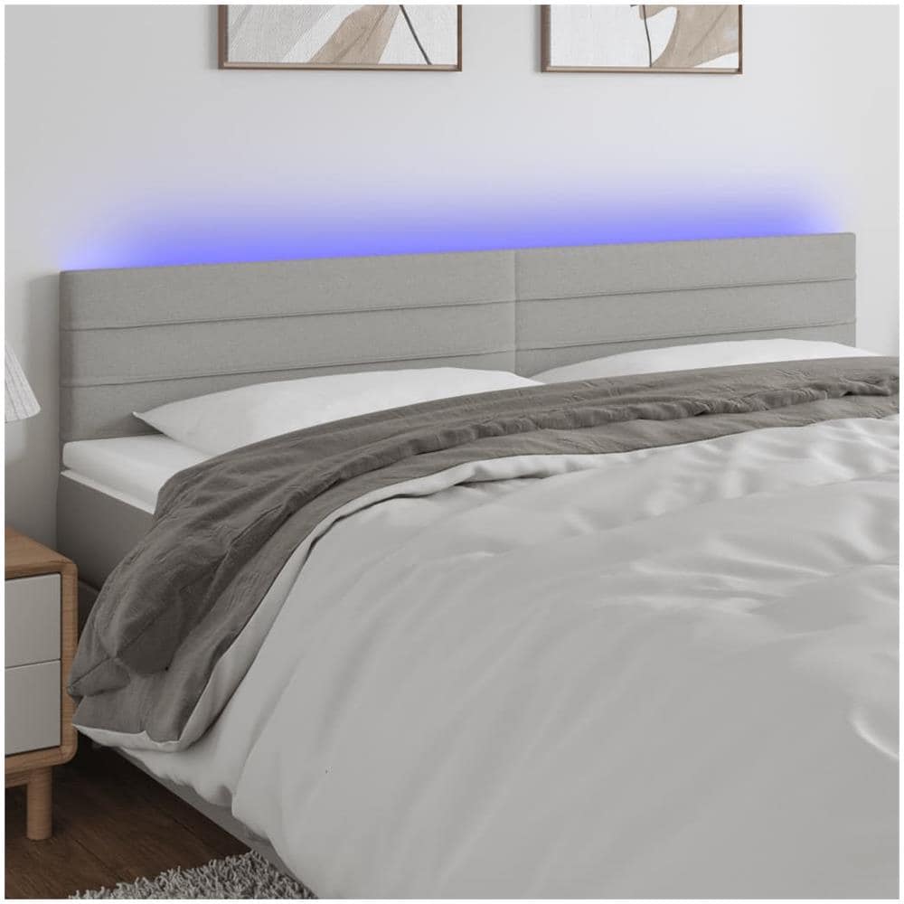 VIDAXL - Testiera A Led Grigio Scuro 147x16x78/88 Cm In Tessuto - 6