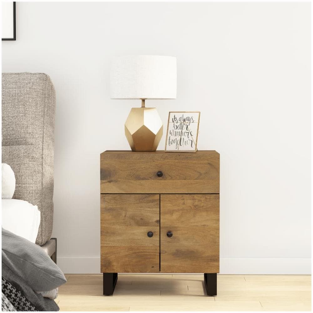 Comodino 50x33x60cm Legno Massello Di Mango E Legno Multistrato - Foto 1