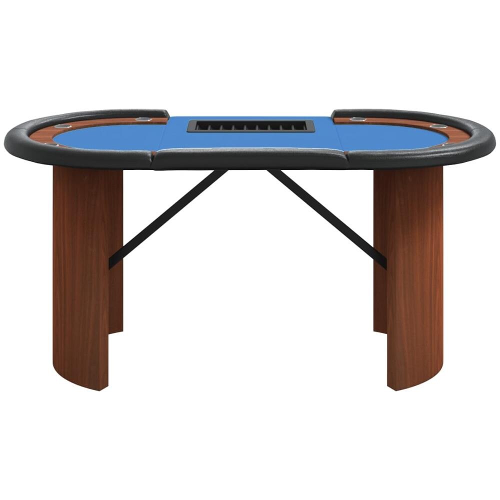 Tavolo Da Poker Con Vassoio Chip 10 Giocatori Blu 160x80x75 Cm - Foto 2