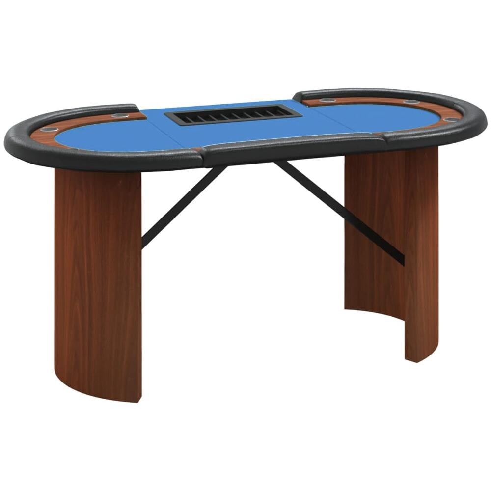 Tavolo Da Poker Con Vassoio Chip 10 Giocatori Blu 160x80x75 Cm - Foto 1