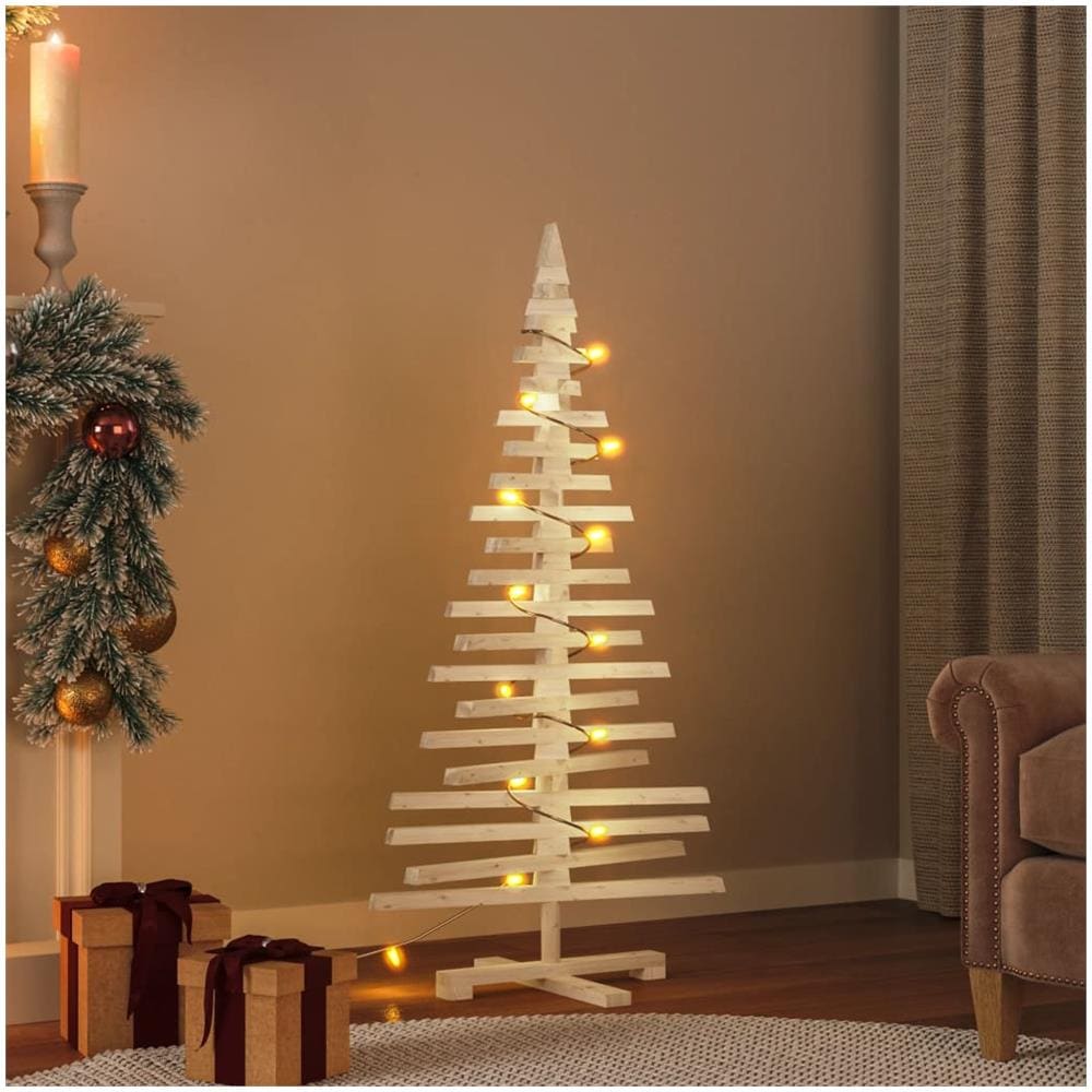Albero Di Natale Decorativo In Legno 120 Cm Legno Massello Pino - Foto 1