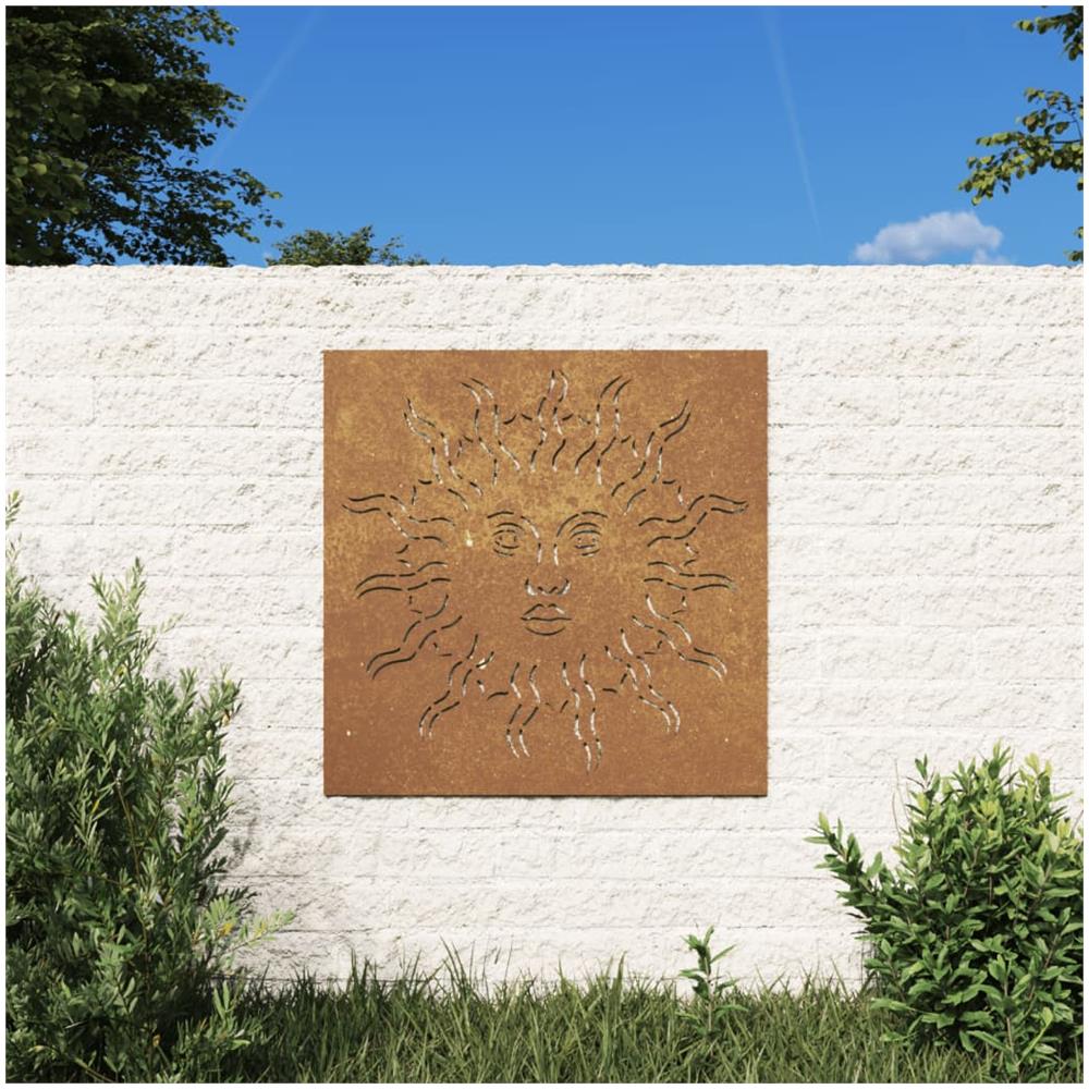 Decorazione Muro Da Giardino 55x55 Cm Sole In Acciaio Corten - Foto 1