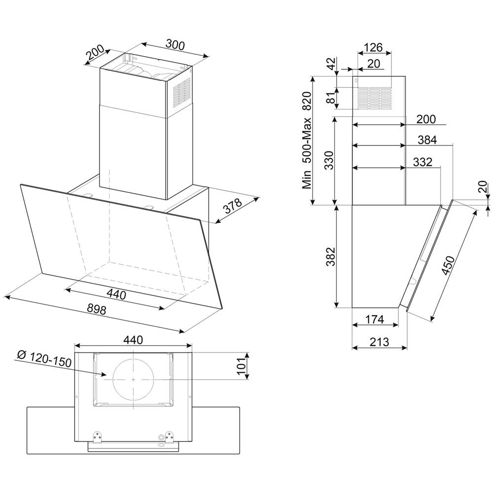 KICV90BL2 cappa aspirante Cappa aspirante a parete Nero, Grigio 620 m³ /h A+ - Foto 6
