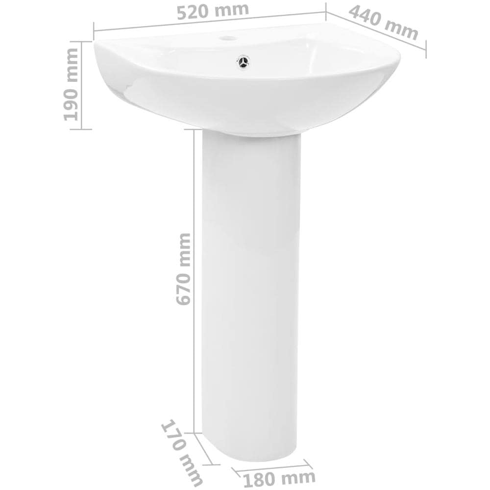 Lavandino A Colonna In Ceramica Bianca 520x440x190 Mm - Foto 7