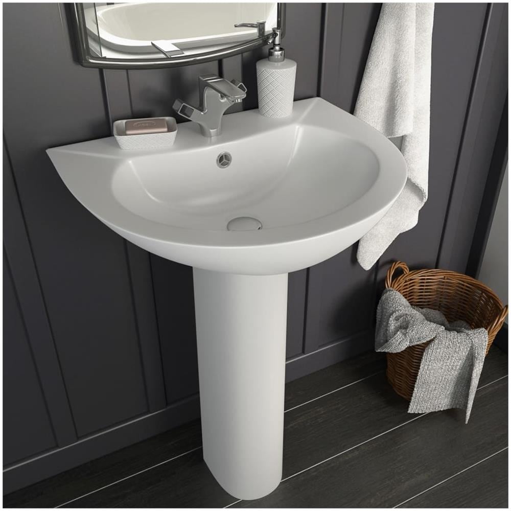 Lavandino A Colonna In Ceramica Bianca 520x440x190 Mm - Foto 1