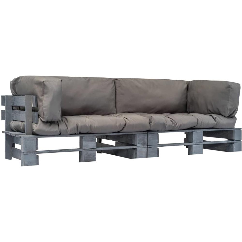 Divani Da Giardino Pallet 2 Pz Cuscini Grigi Legno Di Pino Fsc - Foto 1