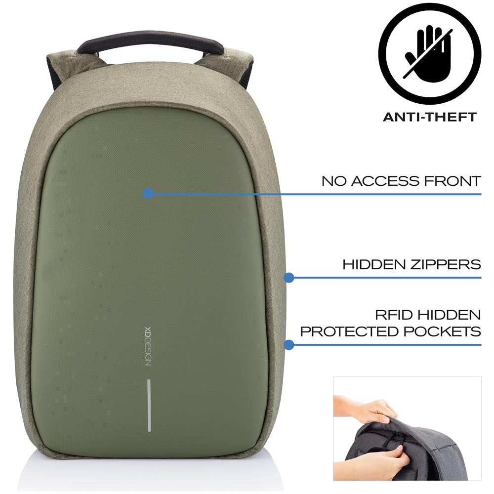 Bobby Hero Small Zaino Antifurto Usb Verde (borsa Unisex)  - Foto 2