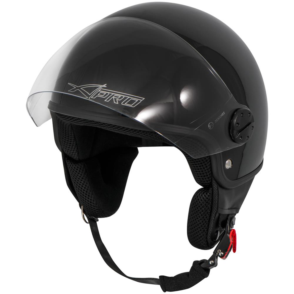Casco Jet Demi Scooter Moto Omologato Ece 22 Visiera Antigraffio Nero M - Foto 5