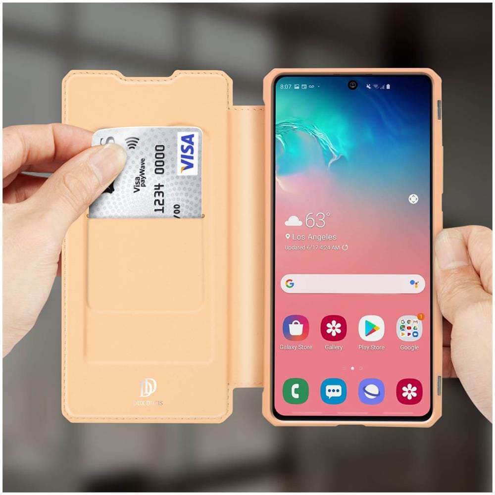 Custodia Galaxy S10 Lite Portacarte Supporto Video Pelle Vera Rosa - Foto 2