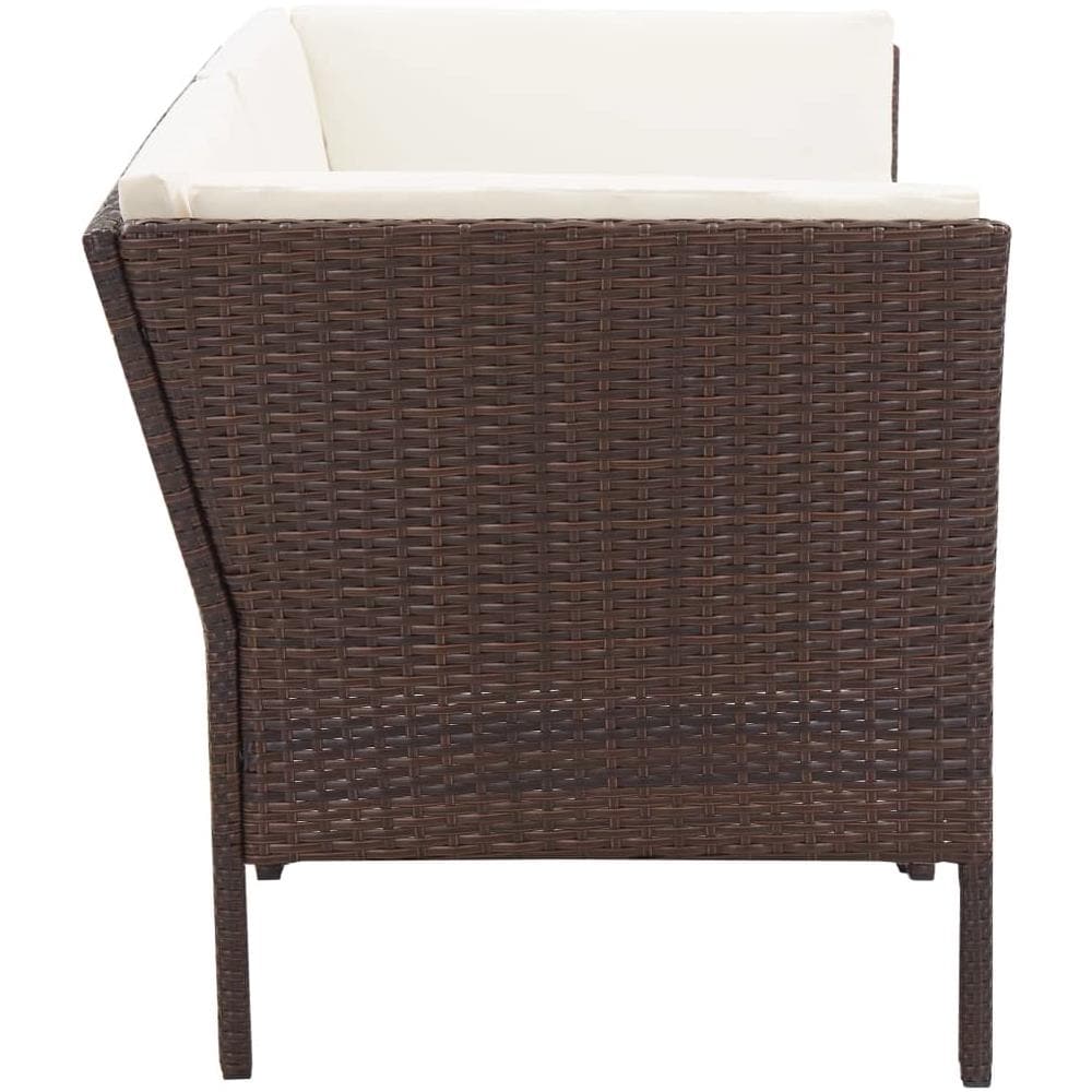 Set Divani Da Giardino 6 Pz Con Cuscini In Polyrattan Marrone - Foto 10