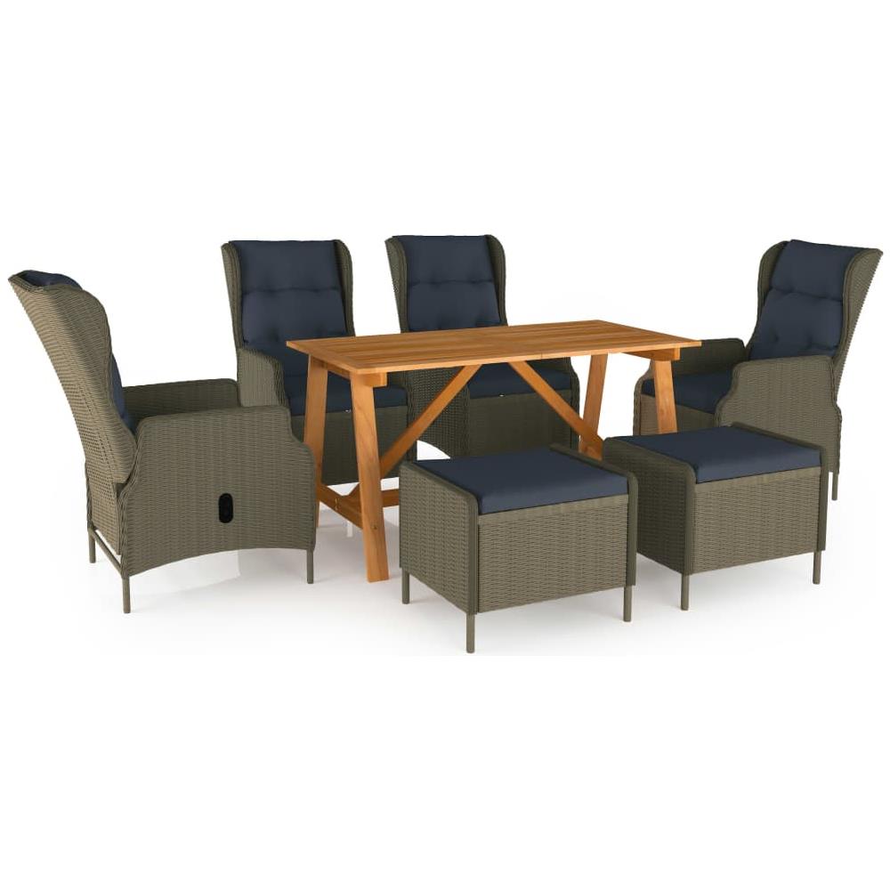 Set Mobili Da Pranzo Per Giardino 7 Pz Marrone - Foto 1
