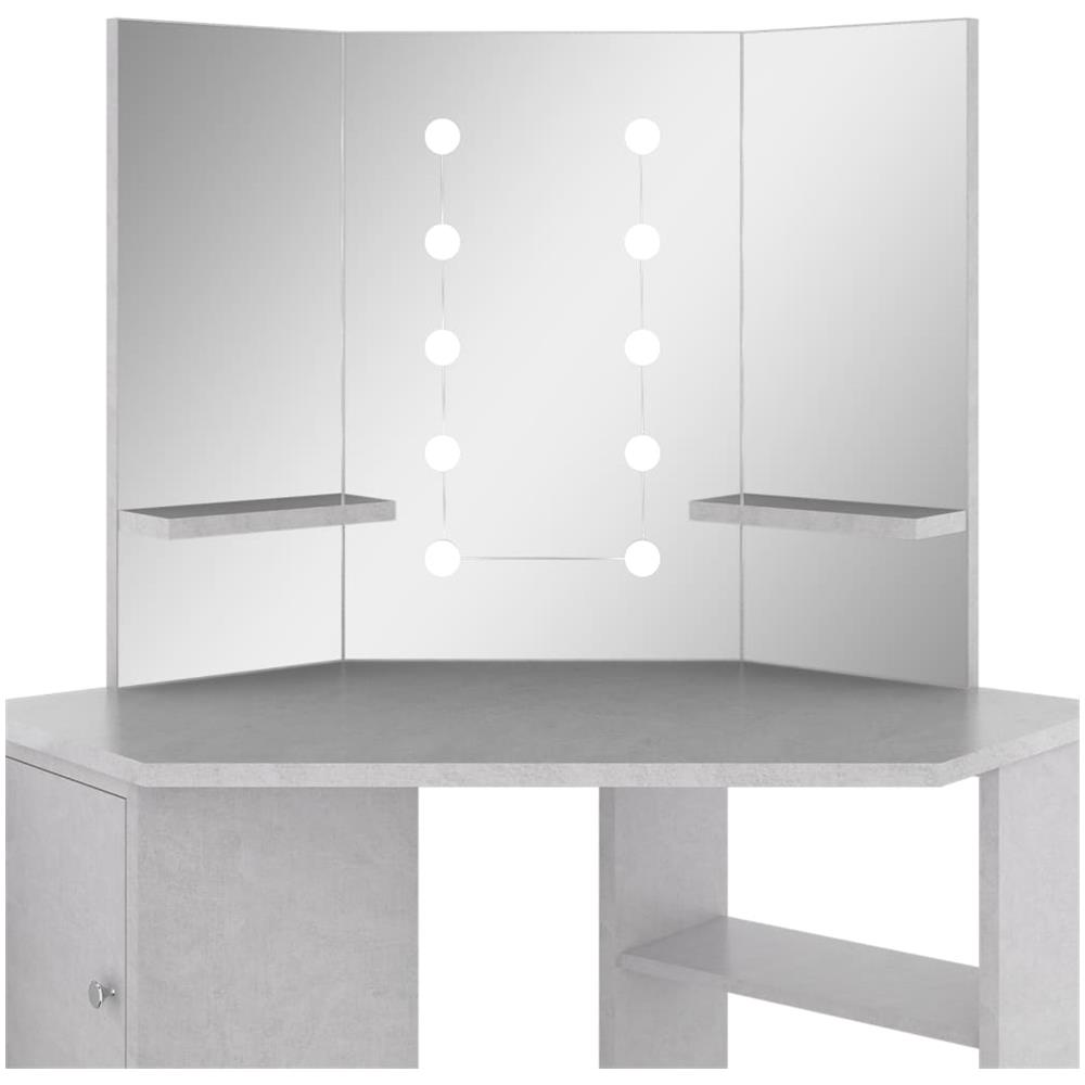 Tavolino da Trucco Angolare LED Grigio Cemento 111x54x141,5 cm - Foto 8