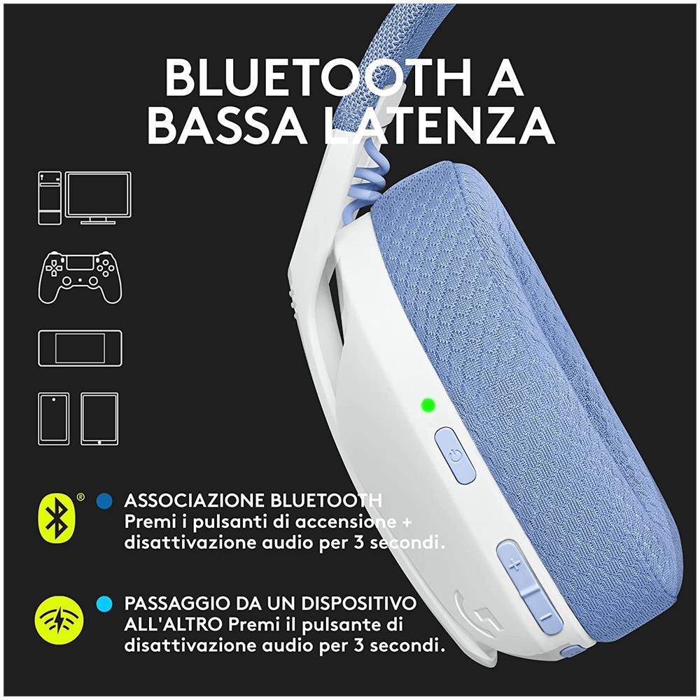 Cuffia Bluetooth con Microfono G435 LIGHTSPEED Colore Bianco - Foto 2