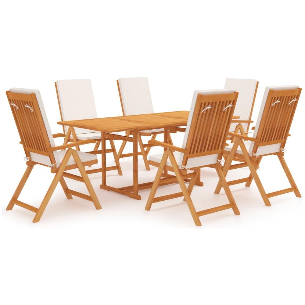 Set da Pranzo da Giardino 7 pz con Cuscini Legno di Teak - Foto 1