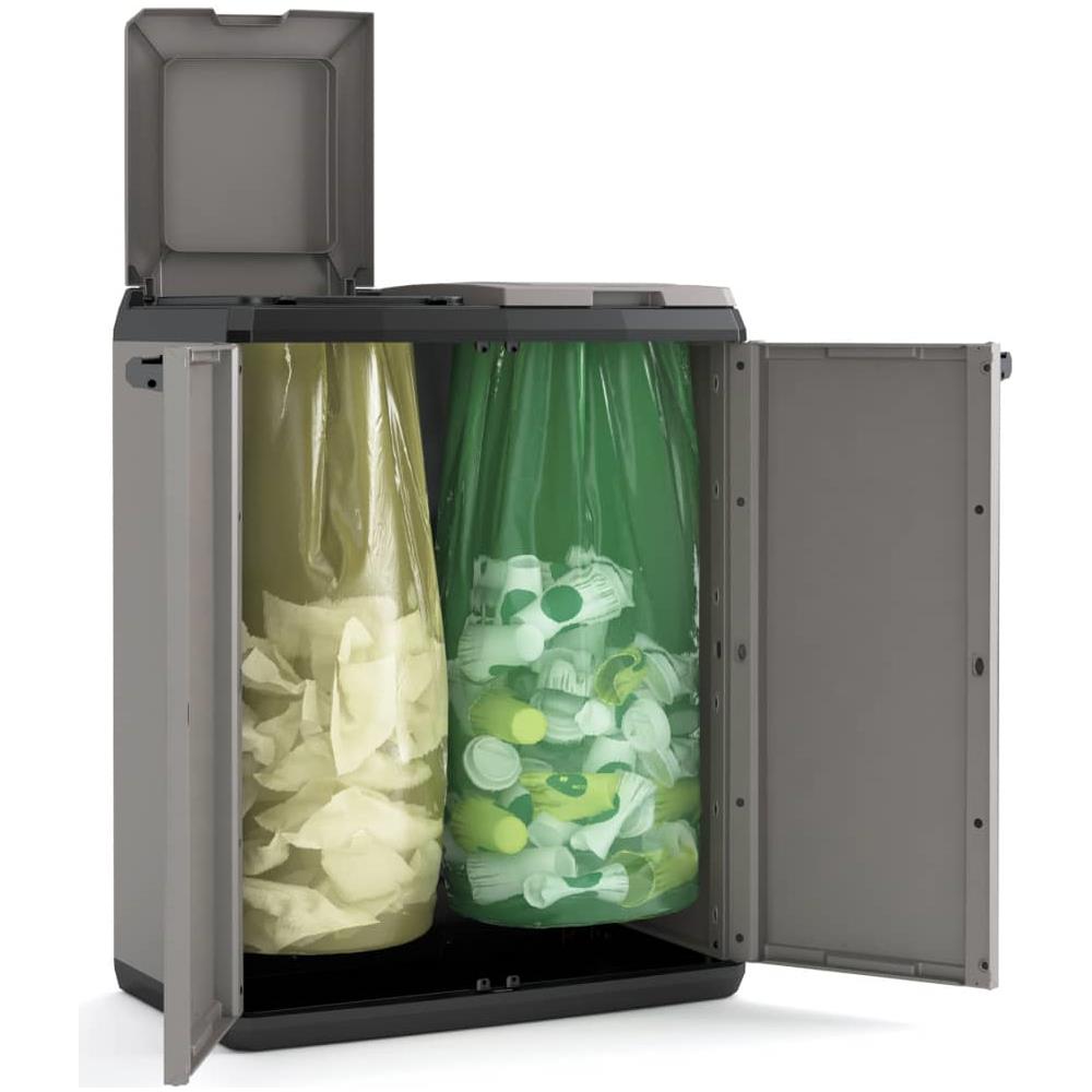 Cassonetto Riciclaggio Rifiuti Split Basic Grigio E Nero 85 Cm - Foto 2