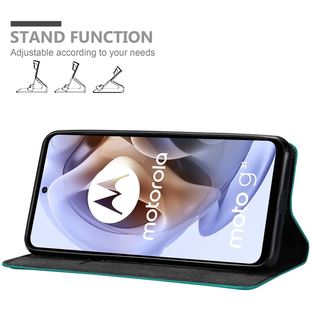 Custodia Compatibile Con Motorola Moto G31 / G41 In Turchese Petrolio - Coperchio Protettiva Con Chiusura Magnetica, Funzione Stand E Tasca Per Le Carte - Foto 2