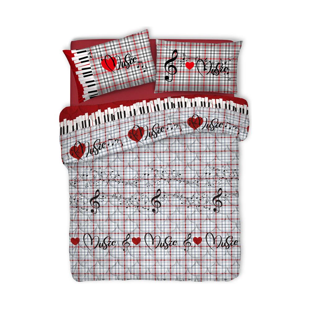 Trapuntino Piumino Estivo 100gr Linea Pensieri Delicati Disegno Musica Matrimoniale Rosso - Foto 1