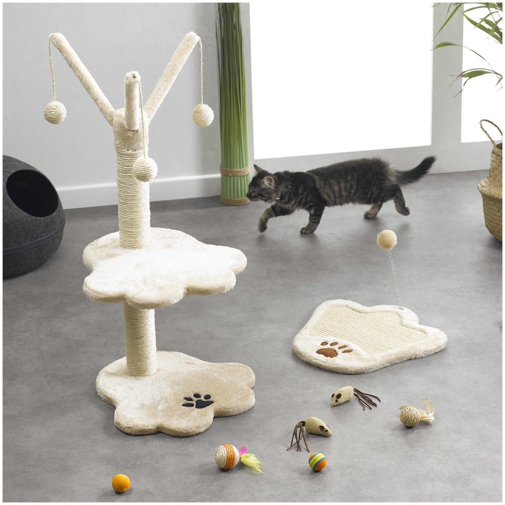 Tiragraffi A Forma Di Zampa Con Pompon, 35 X 35 X 23 Cm, Beige - Foto 2